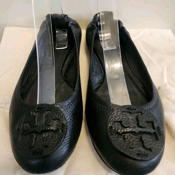 Tory Burch “Reva” Black Pebbled Leather Ballet Flats Sz. 8 Ret. $248 - Picture 3 of 10